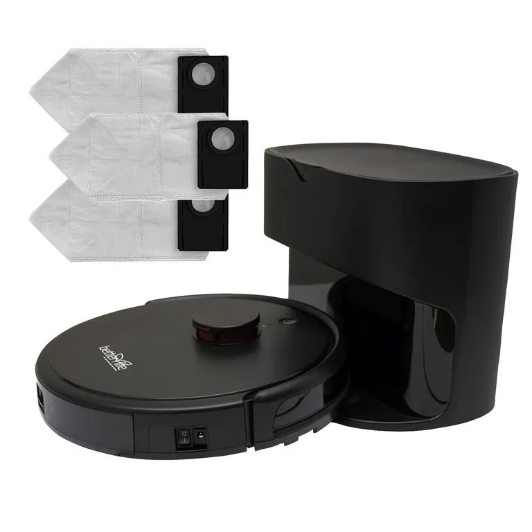 BETTERLIFE Robot Aspiradora y Trapeador con Base Colectora + 3 Bolsas de Polvo