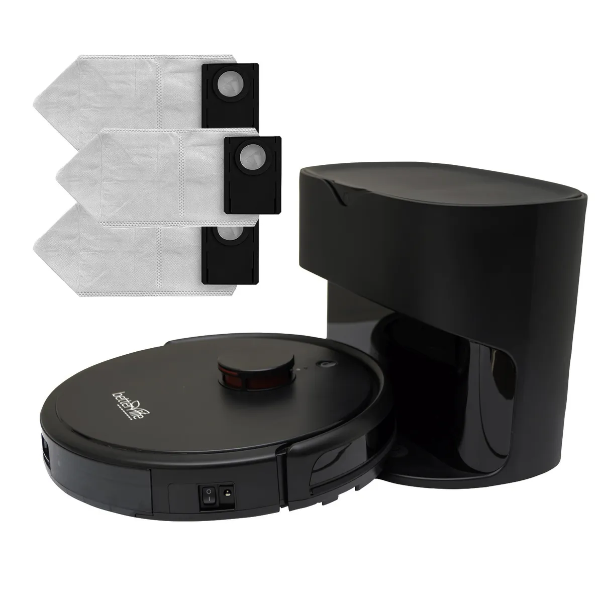 BETTERLIFE - Robot Aspiradora y Trapeador con Base Colectora + 3 Bolsas de Polvo