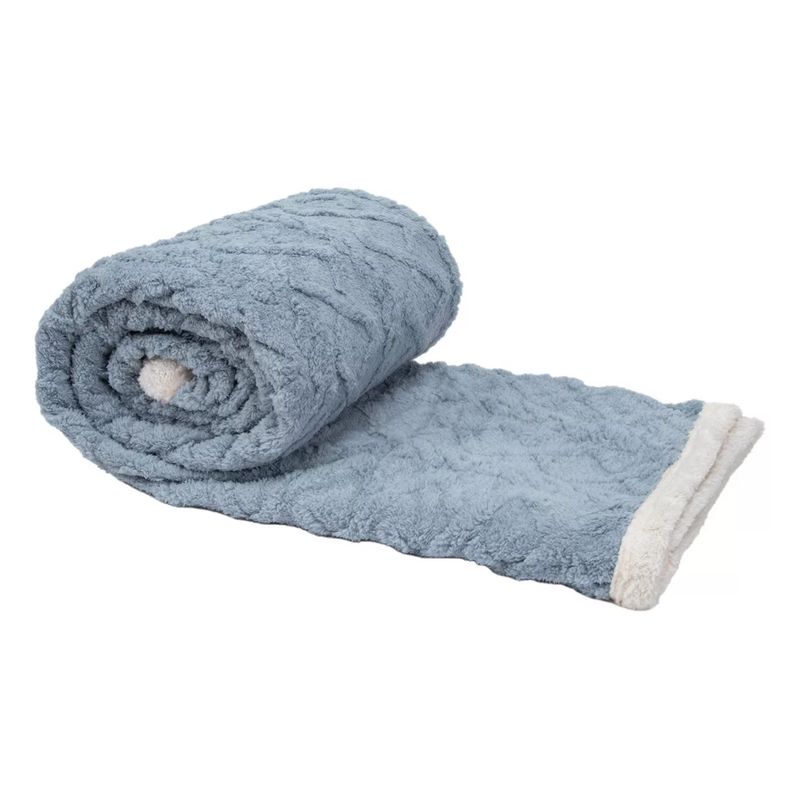 GENERICO - Frazada Con Chiporro Plush Texturizada 150x200 Manta Suave Azul Acero