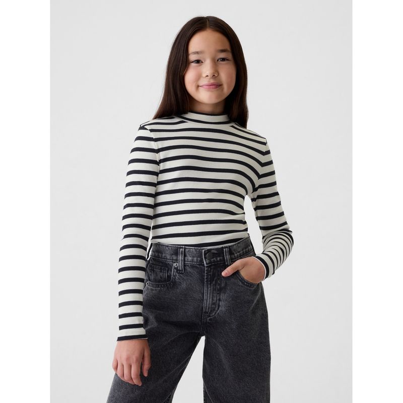 GAP - Polera Niña Rib Mockneck Manga Larga Azul GAP