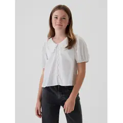 GAP - Blusa Niña Ruffle Collar Blanco