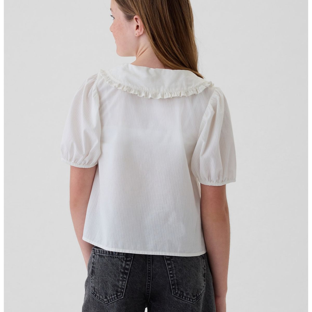 GAP - Blusa Niña Ruffle Collar Blanco GAP