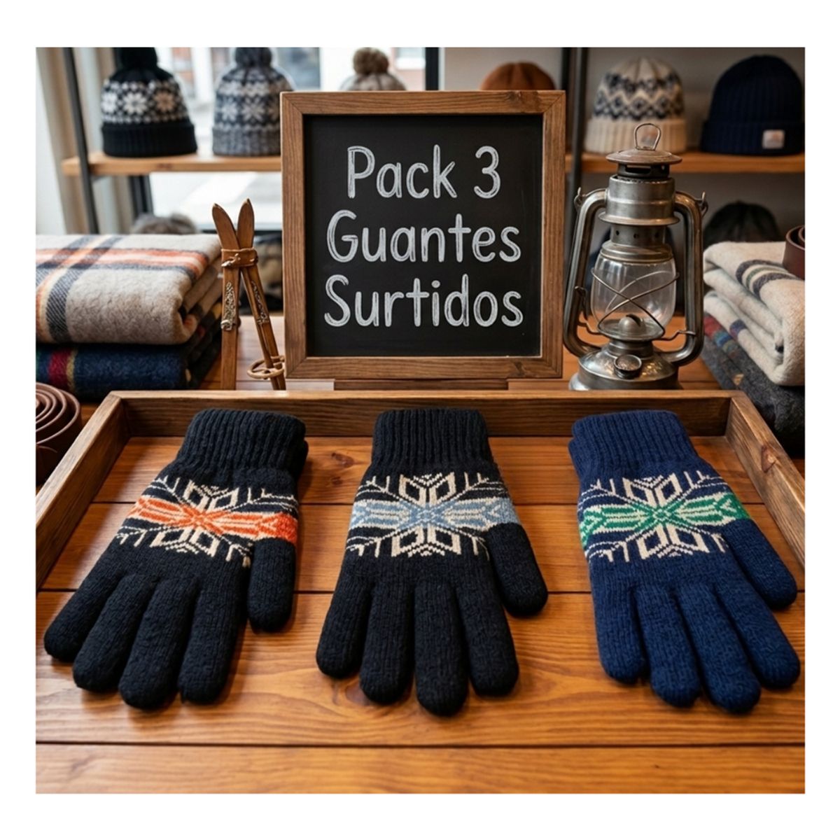EKOL TACTICA MILITAR - Pack 3 Guantes De Lana Térmico Con Chiporro Surtidos