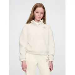 GAP - Polerón Niña Sherpa Medio Cierre Blanco