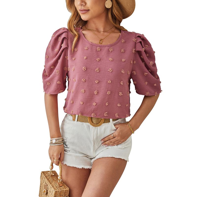 BLWOENS - Polera de manga corta de verano para mujeres - Rosa