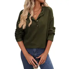 BLWOENS - Polera de manga larga de primavera y otoño para mujeres - Verde