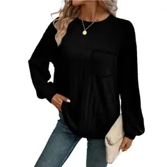 BLWOENS - Polera de manga larga para mujeres - Negro