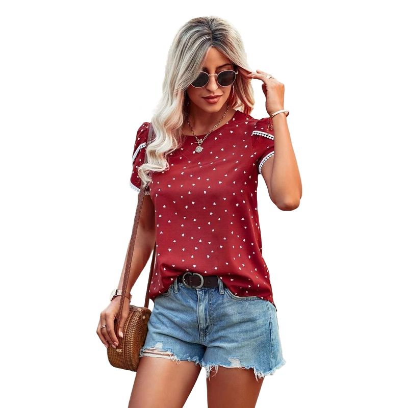 BLWOENS - Polera manga corta para mujeres - Rojo
