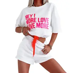 BLWOENS - Polera manga corta + shorts Mujer - Blanco_.