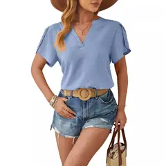 BLWOENS - Polera de manga corta de verano para mujeres - Azul
