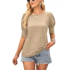 BLWOENS - Polera de manga corta de verano para mujeres - Marrón
