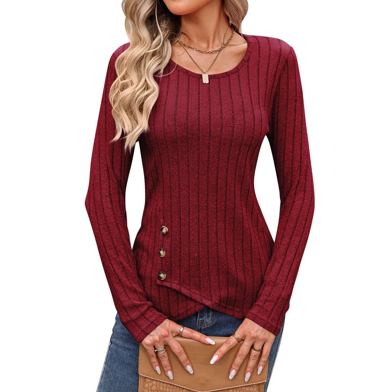 BLWOENS - Polera de manga larga de primavera y otoño para mujeres - Rojo