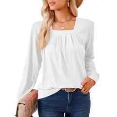 BLWOENS - Polera de manga larga para mujeres - Blanco