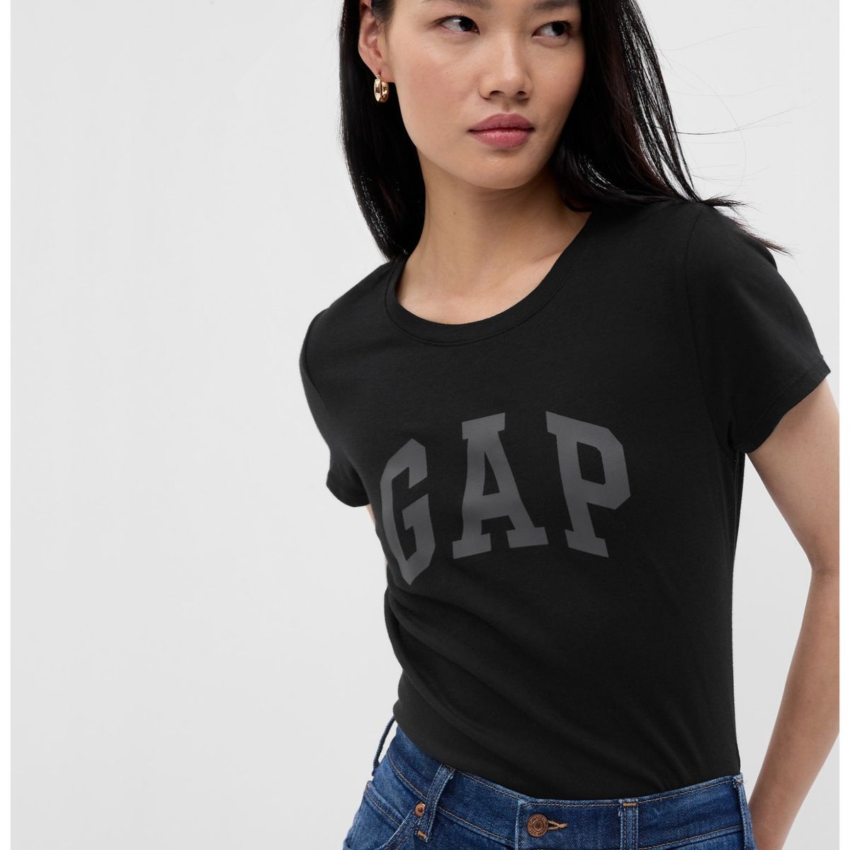 GAP - Polera Mujer Classic Manga Corta Negro GAP