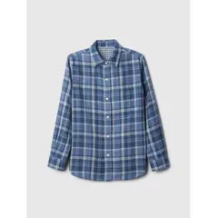 GAP - Camisa Niño Plaid Manga Larga Azul GAP_.