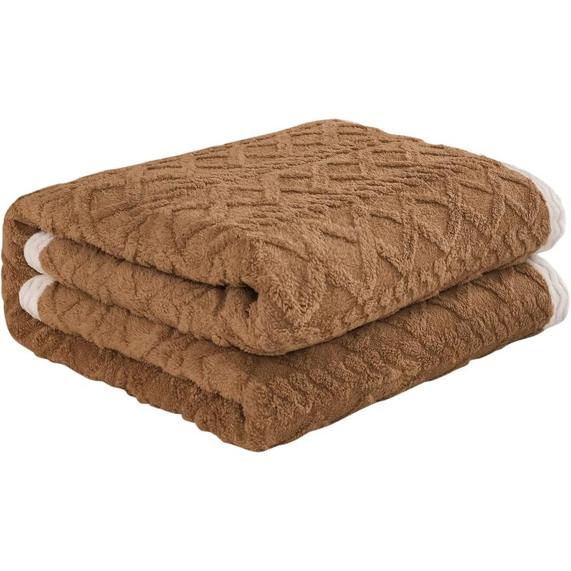 GENERICO - Frazada Con Chiporro Plush Texturizada 200x230 Manta Suave Marrón