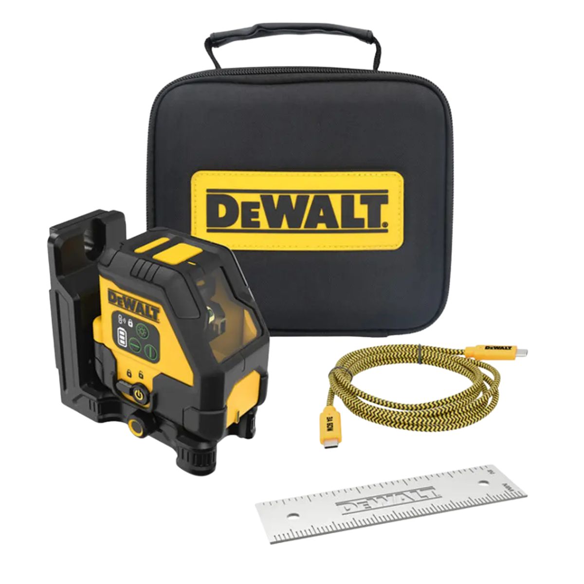 DEWALT - Kit Laser Linea Cruzada Rojo Recarga USB DeWalt DCLE14201RB