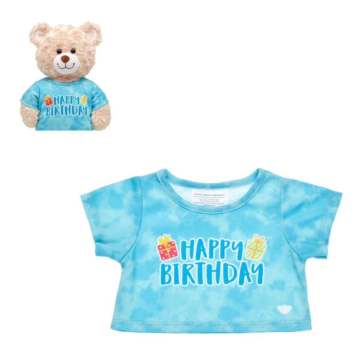 BUILD A BEAR - Polera Build a Bear cumpleaños azul para peluche