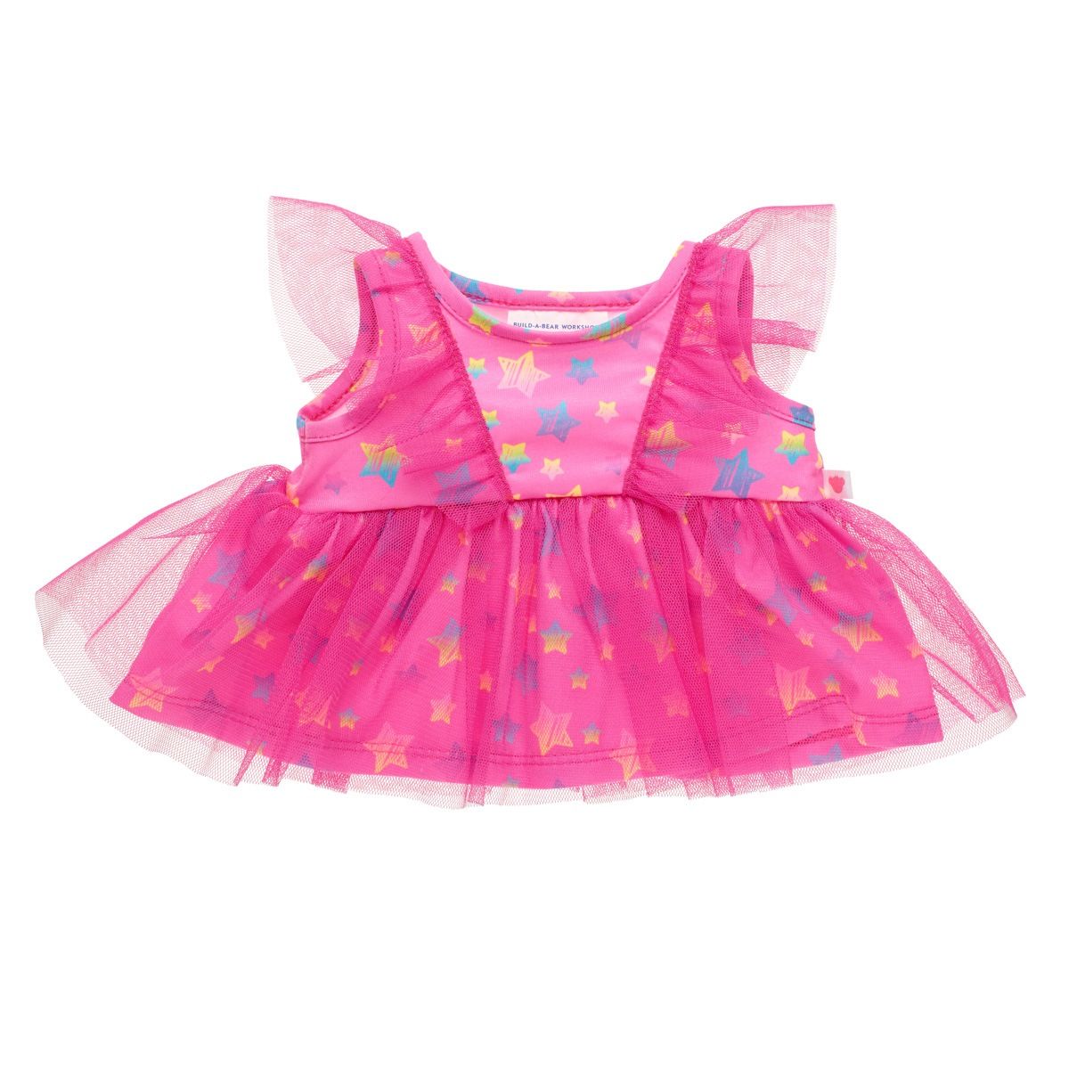 BUILD A BEAR - VESTIDO FUCSIA TUL CON ESTRELLAS BUILD-A-BEAR