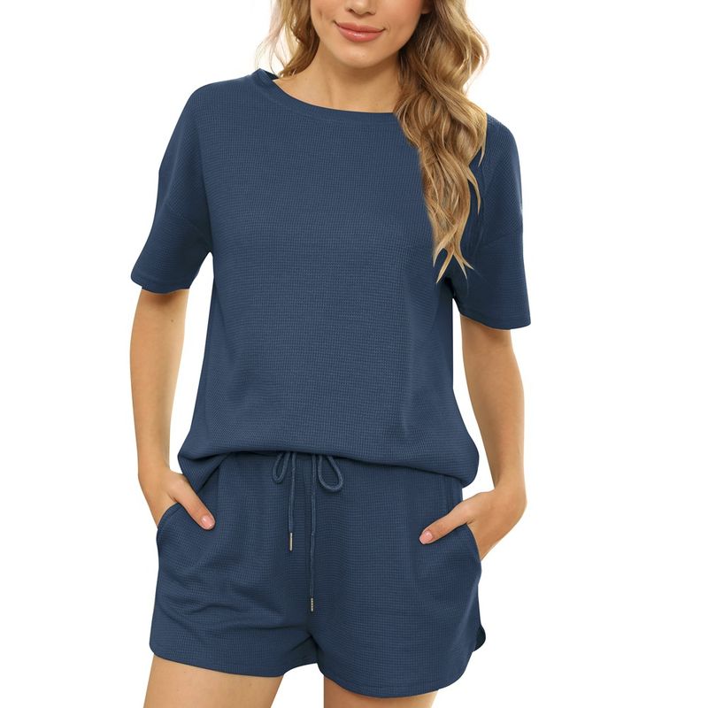 BLWOENS - polera manga corta + shorts Mujer - Azul