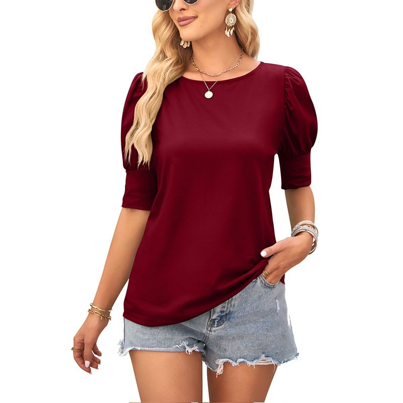 BLWOENS - Polera de manga corta de verano para mujeres - Rojo
