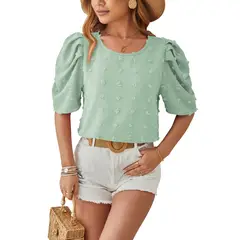 BLWOENS - Polera de manga corta de verano para mujeres - Verde