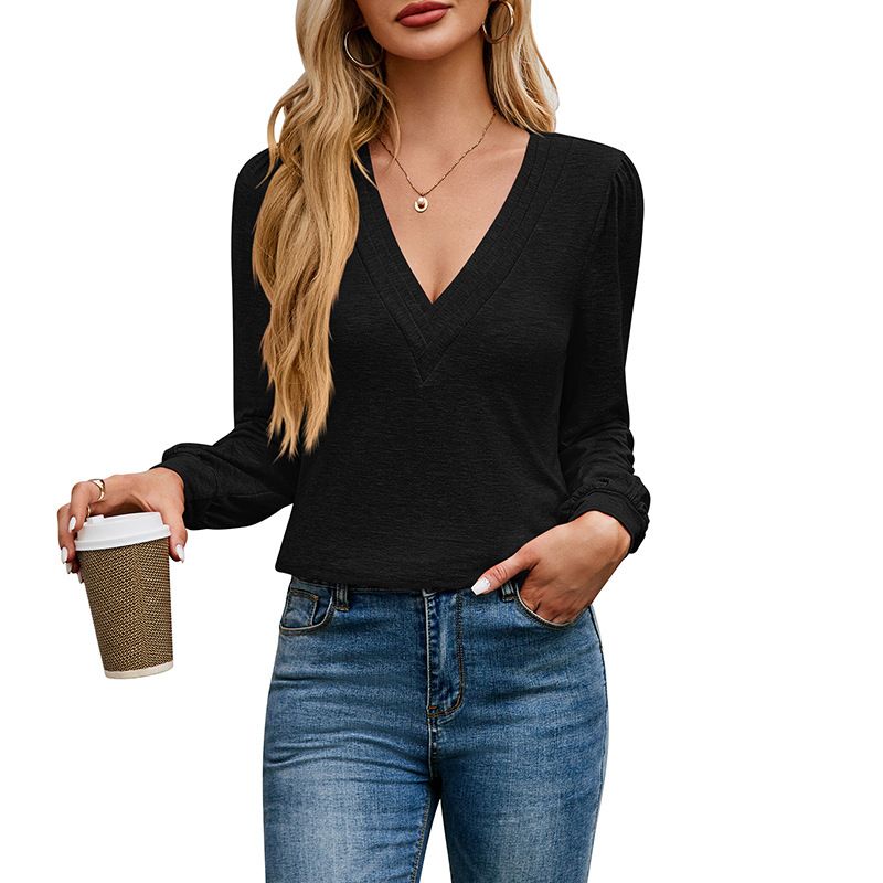 BLWOENS - Polera de manga larga de primavera y otoño para mujeres - Negro