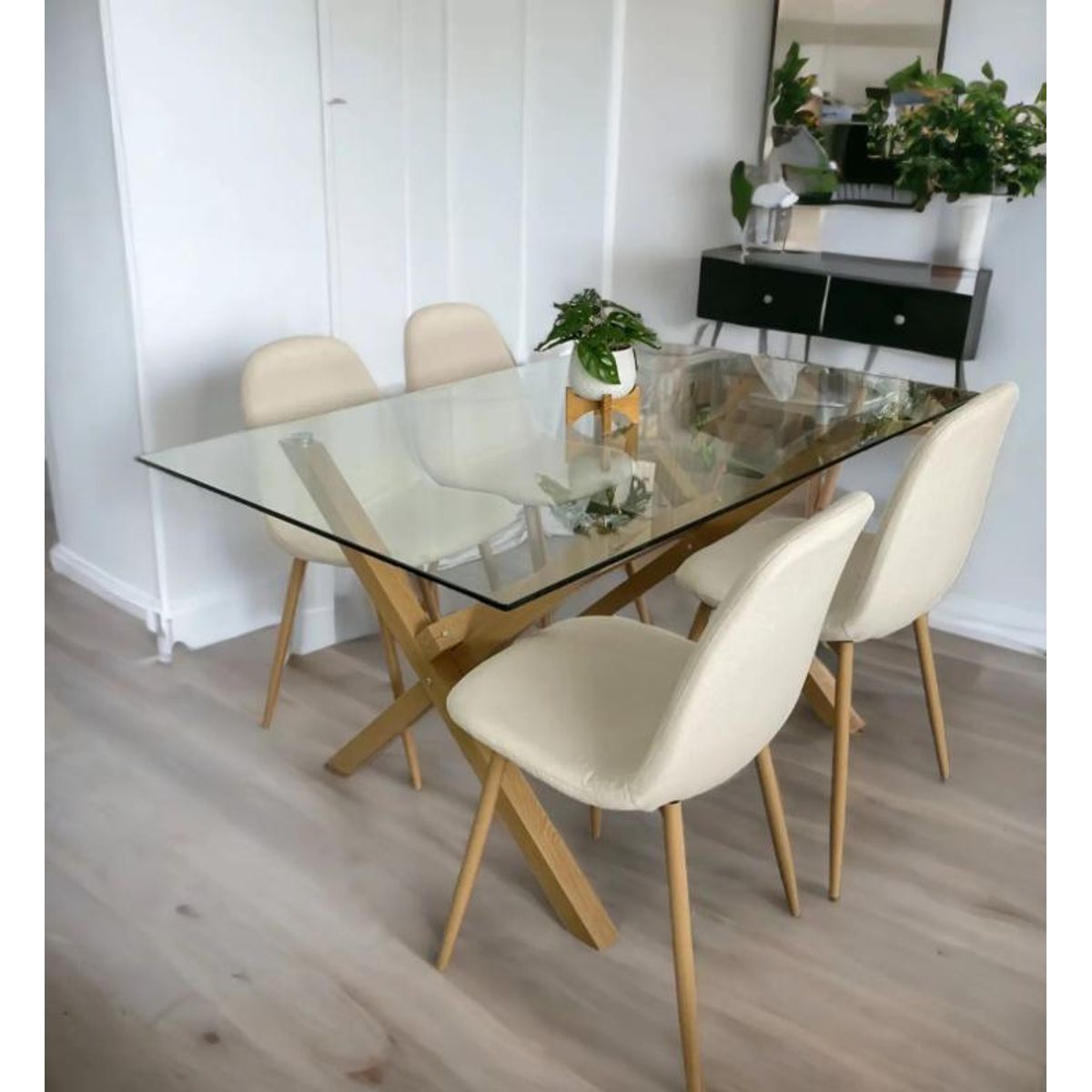 GENERICO - Comedor Asturias Lino Blanco-Crudo  - 4 Puestos…