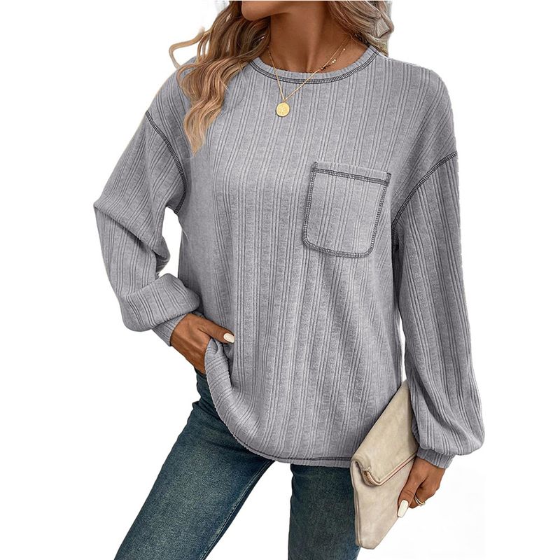 BLWOENS - Polera de manga larga para mujeres - Gris