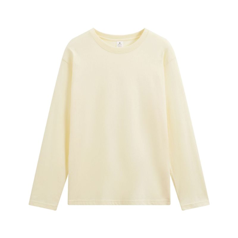 BLWOENS - polera de manga larga para hombres y mujeres en primavera y otoño - Amarillo