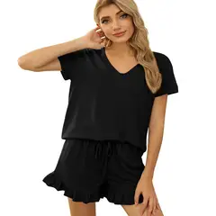 BLWOENS - Polera manga corta + shorts Mujer - Negro