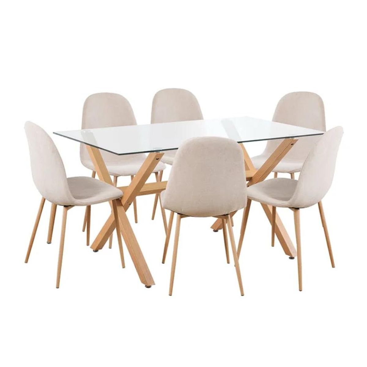 GENERICO - Comedor Asturias Lino Blanco-Crudo  - 6 Puestos…