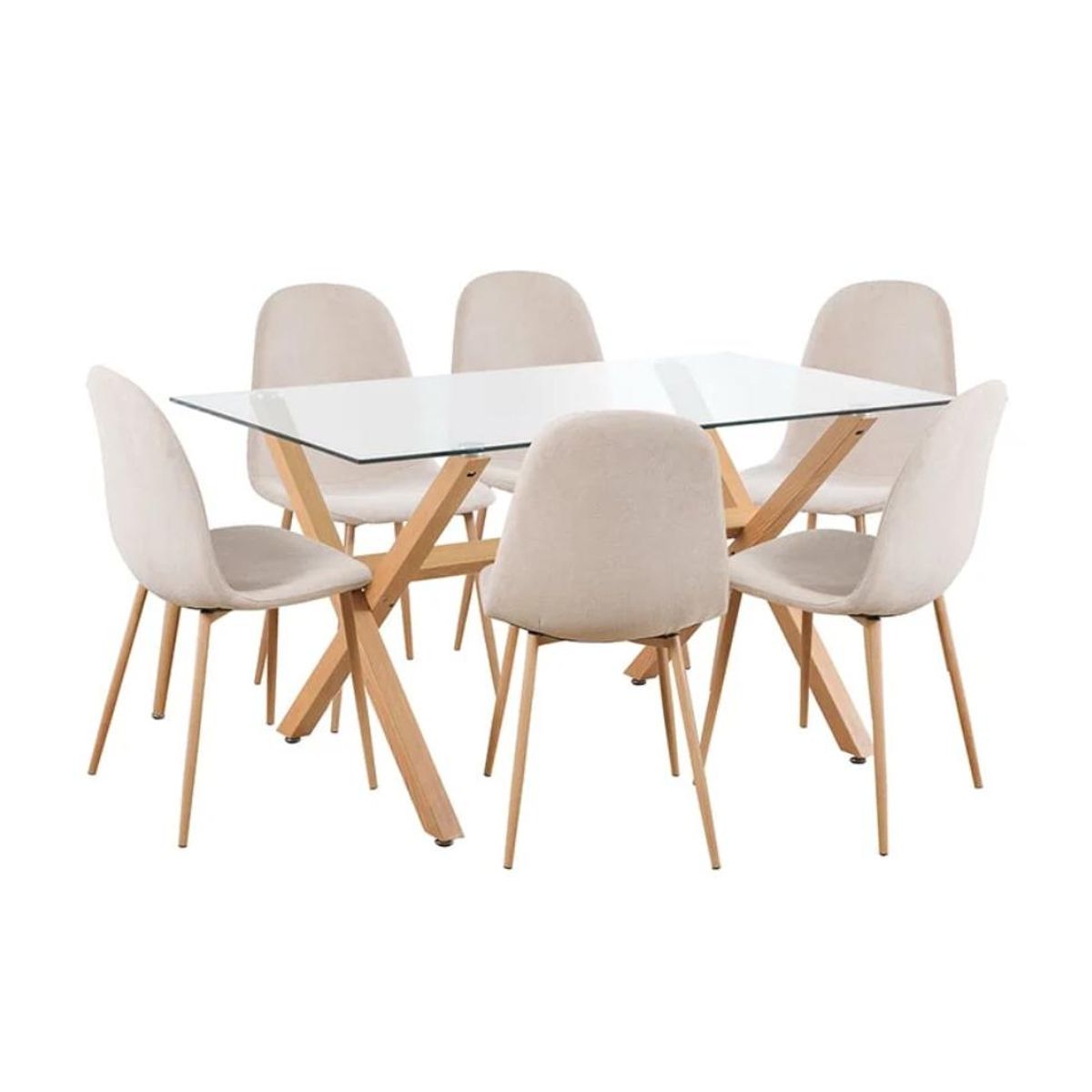 GENERICO - Comedor Asturias Lino Blanco-Crudo  - 6 Puestos…