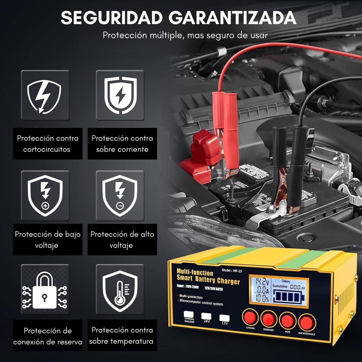 GENERICO - Cargador Batería Auto Carga Rápida Para Todas Baterías 220w