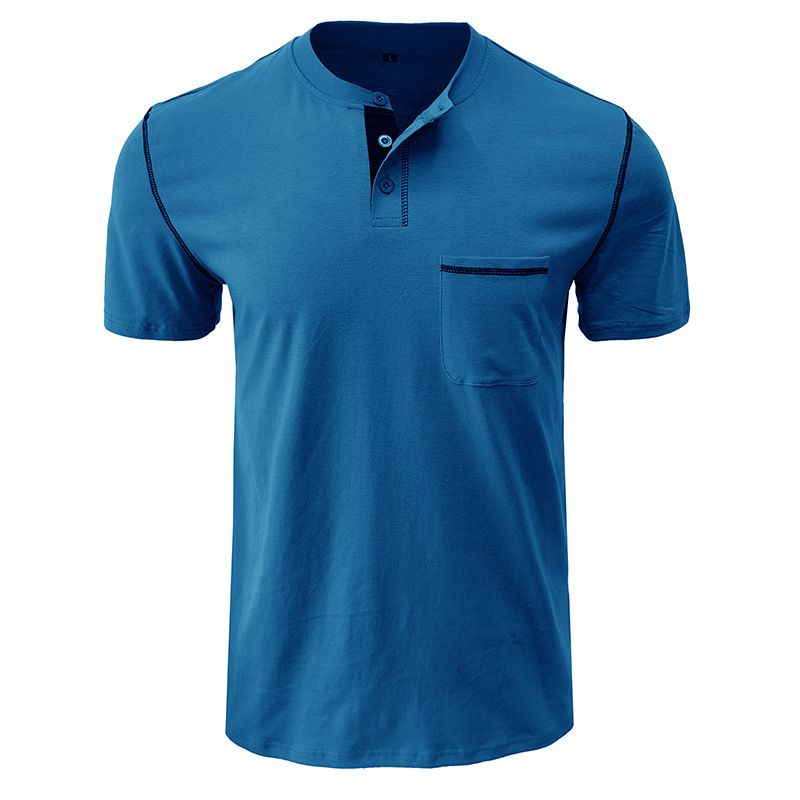 BLWOENS - Polera de manga corta de verano para hombres - Azul