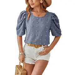 BLWOENS - Polera de manga corta de verano para mujeres - Azul