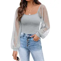 BLWOENS - Polera manga corta para mujeres - Gris