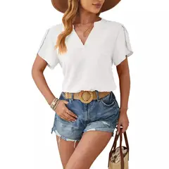 BLWOENS - Polera de manga corta de verano para mujeres - Blanco