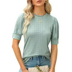 BLWOENS - Polera de manga corta de verano para mujeres - Verde