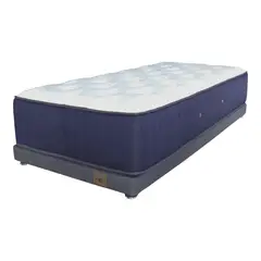 BLOCCARE - Cama Tradicional 1P Box 8cm Colchon Premium Patas Metalicas L190 cm.