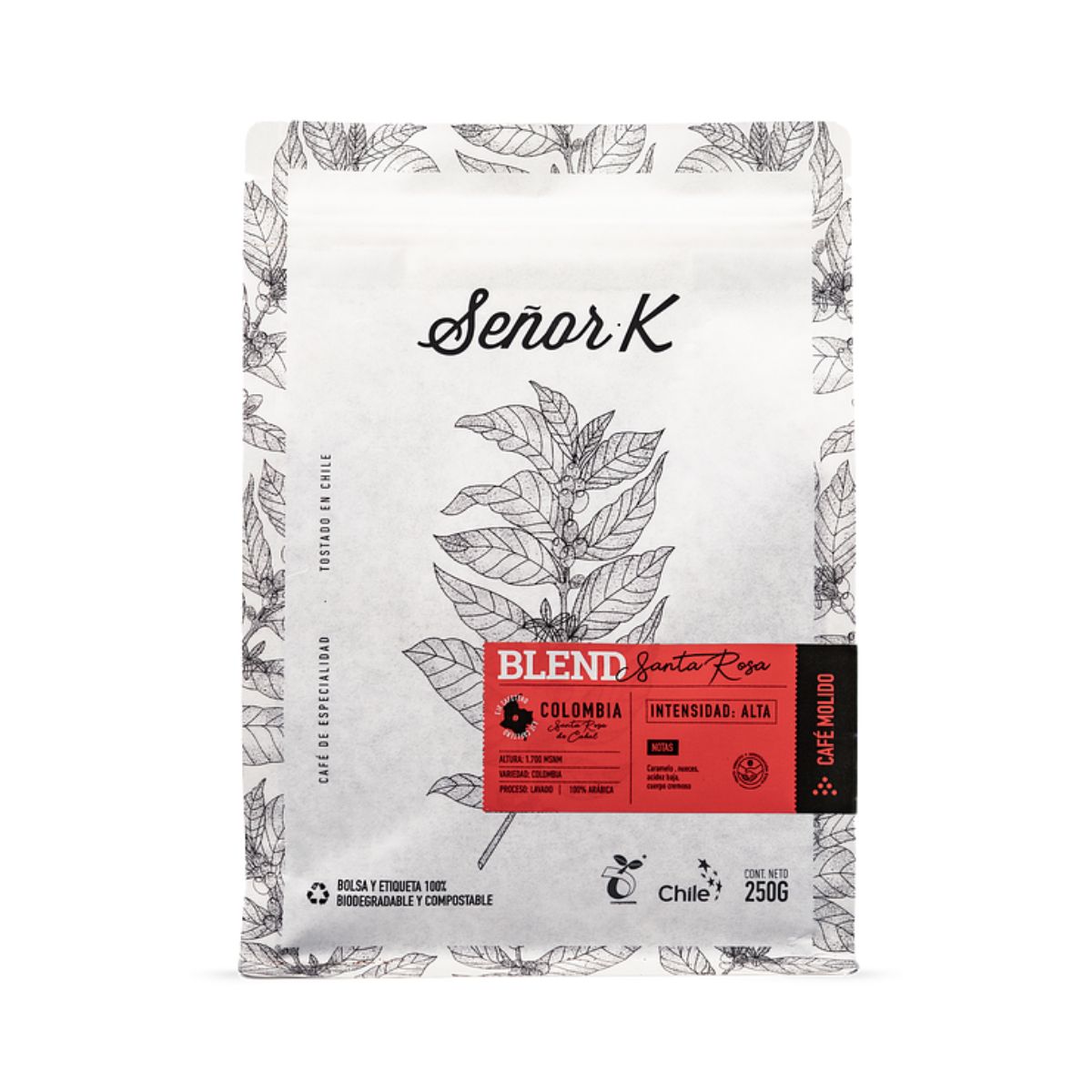 SEÑOR K - Cafe De Colombia Blend Santa Rosa 250gr Molido - Blanco
