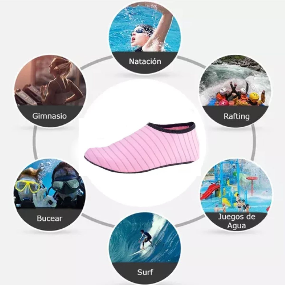 GENERICO - Calcetines Zapato Agua Playa Piscina Buceo Surf Niña Rosa