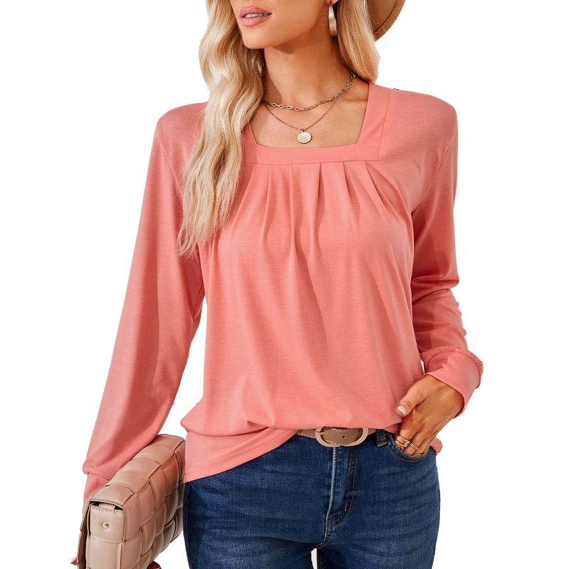 BLWOENS - Polera de manga larga para mujeres - Rosa