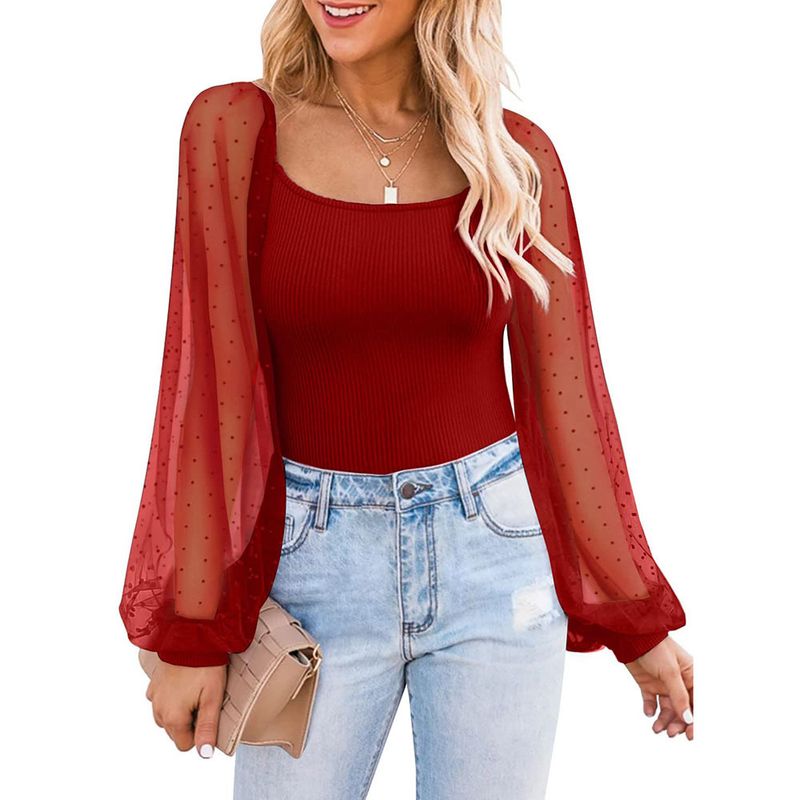 BLWOENS - Polera manga corta para mujeres - Rojo