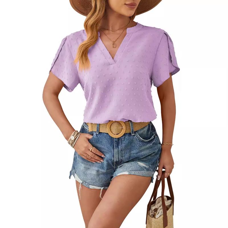 BLWOENS - Polera de manga corta de verano para mujeres - Violeta_.