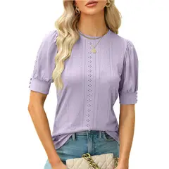 BLWOENS - Polera de manga corta de verano para mujeres - Violeta