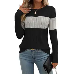 BLWOENS - Polera de manga larga para mujeres - Negro