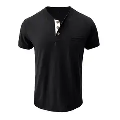 BLWOENS - Polera de manga corta de verano para hombres - Negro