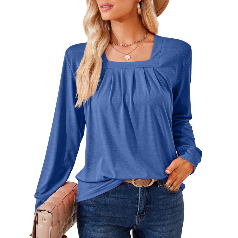 BLWOENS - Polera de manga larga para mujeres - Azul_.