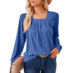 BLWOENS - Polera de manga larga para mujeres - Azul_.